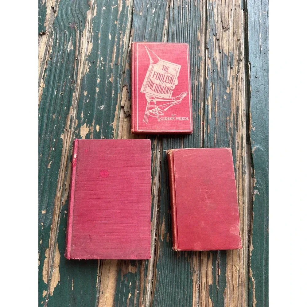 Vintage Antique Red Book Bundle The Foolish Dictionary Idylls of the King Set